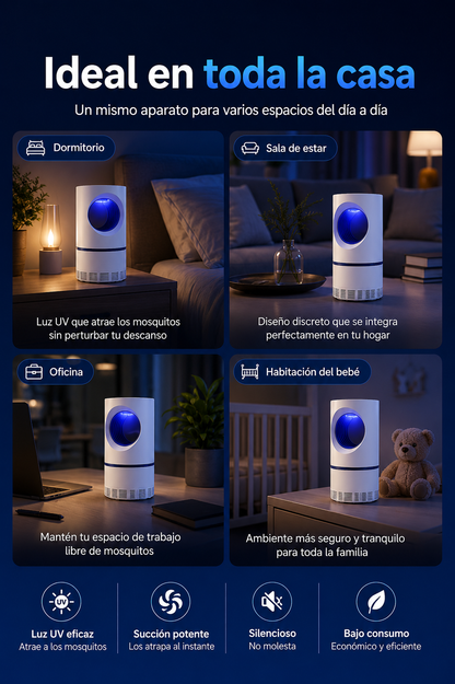 Lámpara Antimosquitos LED UV con Sistema de Succión USB