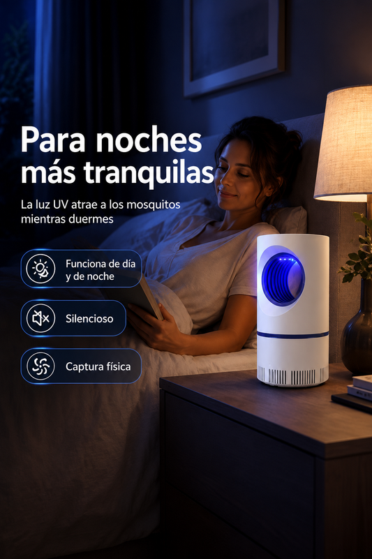 Lámpara Antimosquitos LED UV con Sistema de Succión USB