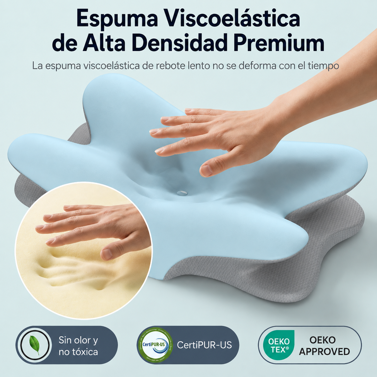 Almohada de soporte cervical y refrigeración premium